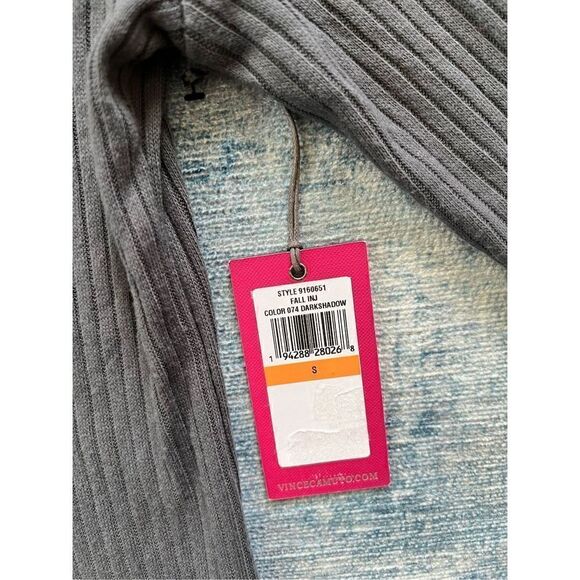 NWT! Vince Camuto Rib Knit Open Front Cardigan In Darkshadow Gray Small - Picture 4 of 6